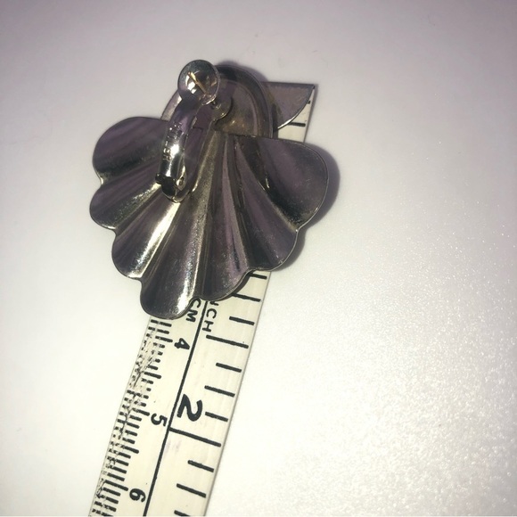 VTG Butler Art Deco Abalone Latch Back Earrings Pierced Ears 1.5” - Picture 6 of 6